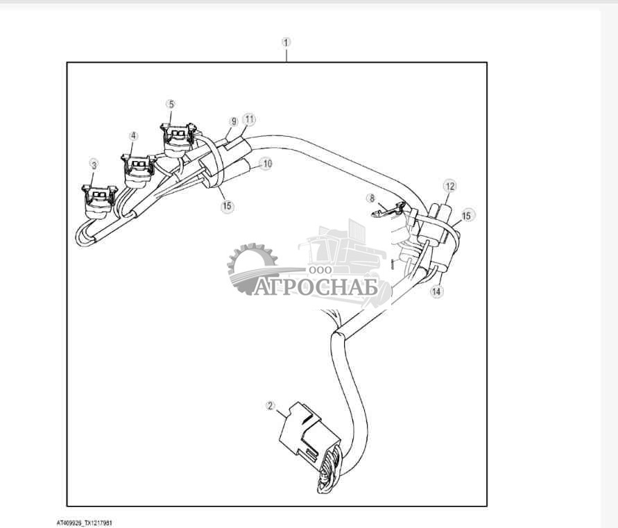 Разъемы жгута проводов клапана навесного оборудования 